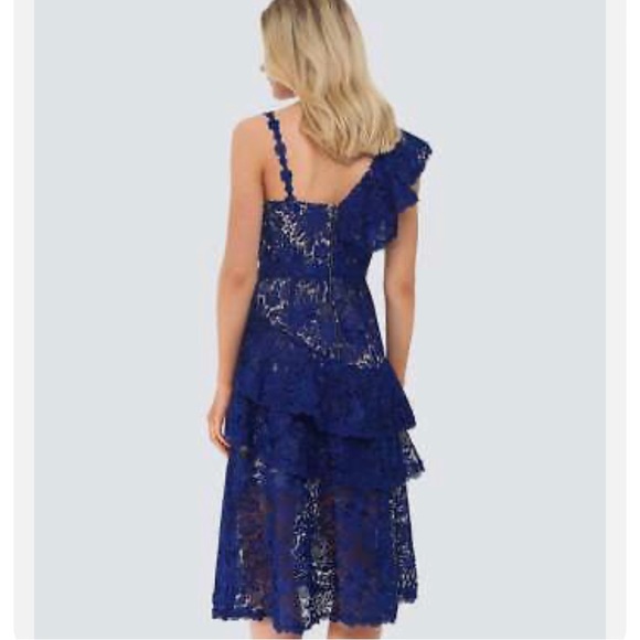 Alice + olivia Florrie Ruffle One-Shoulder Lace Dress - Picture 2 of 14